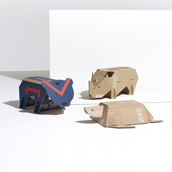 삼성전자가 영국 디자인 전문 매체 '디진(Dezeen)'과 공동 주최한 에코 패키지 디자인 공모전 '아웃 오브 더 박스' 에서 최종 우승한 'Endangered Animal'. (삼성전자 제공)