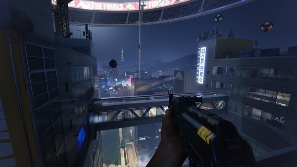 건물 위에 올라가 전투를 벌이고 있는 모습. 더 파이널스 게임화면 캡처