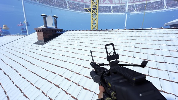 적을 피해 건물 옥상에 오르는 모습. 더 파이널스 게임화면 캡처